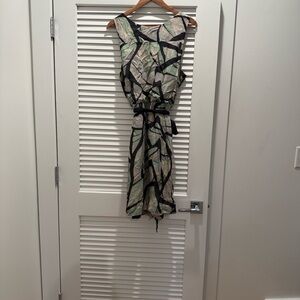 Odille Green and Black Midi Dress